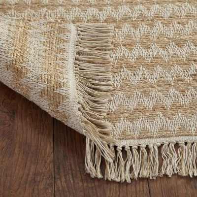 Handwoven Eco-Friendly Jute And Cotton Chevron Tassel Indoor Area Rug Or Runner By Blue Nile Mills 2 Handwoven Eco-Friendly Jute And Cotton Chevron Tassel Indoor Area Rug Or Runner By Blue Nile Mills - Image 2