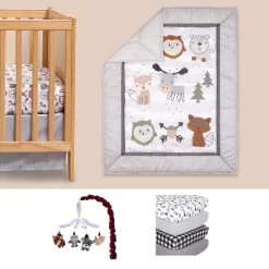 The Peanutshell Woodland Walk Crib Bedding Set, 4pc To 8pc, Grey Animal -Nursery Nest Deals Store GUEST b7e68286 2781 48bd b935 42acfeaf9823