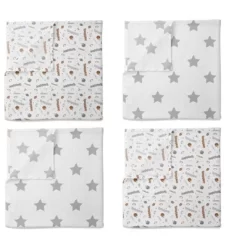 Bacati - Football Brown/Gray Muslin Swaddling Blankets Set Of 4