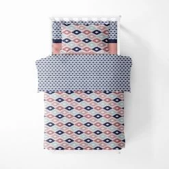 Bacati - Aztec Print Emma Coral Mint Navy 4 Pc Toddler Bedding Set -Nursery Nest Deals Store GUEST b9b8e0e7 dcdf 4656 a294 c18ace80cfe1