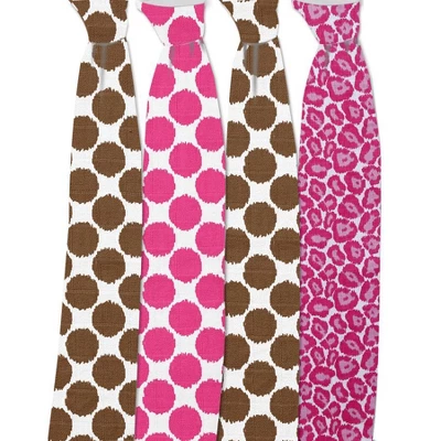 Bacati - Ikat Pink/Chocolate Swaddling Muslin Blankets Set Of 4 2 Bacati - Ikat Pink/Chocolate Swaddling Muslin Blankets Set Of 4 - Image 2