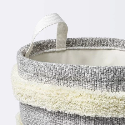 Tufted Canvas Round Storage Bin - Cloud Island™ Medium Gray/Cream 2 Tufted Canvas Round Storage Bin - Cloud Island™ Medium Gray/Cream - Image 2