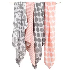 Bacati - Ikat Coral/Gray Dots/Stripes Swaddling Muslin Blankets Set Of 4 6 Bacati - Ikat Coral/Gray Dots/Stripes Swaddling Muslin Blankets Set Of 4 -Nursery Nest Deals Store GUEST bafae1c9 f918 4403 a4e2 f84b7128e68d