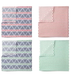Bacati - Emma Aztec Print Coral/Mint/Navy Triangles Muslin Swaddling Blankets Set Of 4