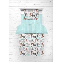 Bacati - Jungle Safari Animals Aqua/Orange/Gray 5 Pc Cotton Toddler Bedding Set -Nursery Nest Deals Store GUEST bbb38ba5 7d33 4c7f 86b4 2eaee992e95a