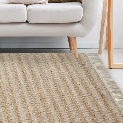 Handwoven Eco-Friendly Jute And Cotton Chevron Tassel Indoor Area Rug Or Runner By Blue Nile Mills 7 Handwoven Eco-Friendly Jute And Cotton Chevron Tassel Indoor Area Rug Or Runner By Blue Nile Mills - Image 7