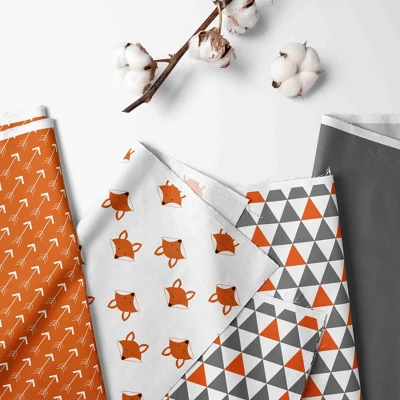 Bacati - Playful Fox Orange Gray 3 Pc Crib Bedding Set 1 Bacati - Playful Fox Orange Gray 3 Pc Crib Bedding Set
