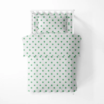 Bacati - Stars Green Muslin 4pc Toddler Bedding Set 2 Bacati - Stars Green Muslin 4pc Toddler Bedding Set - Image 2