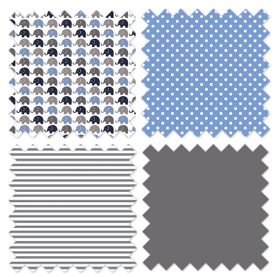 Bacati - Elephants Blue/Navy/Gray 10 Pc Crib Bedding Set With 2 Crib Fitted Sheets 2 Bacati - Elephants Blue/Navy/Gray 10 Pc Crib Bedding Set With 2 Crib Fitted Sheets - Image 2