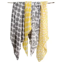 Bacati - Ikat Yellow/Gray Dots/Giraffe Swaddling Muslin Blankets Set Of 4 -Nursery Nest Deals Store GUEST c5c0f1f1 da40 4e3e 9049 244ec95435f5