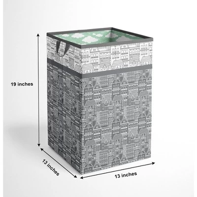 Bacati - Clouds In The City Mint//Gray Collapsible Laundry Hamper 3 Bacati - Clouds In The City Mint//Gray Collapsible Laundry Hamper - Image 3
