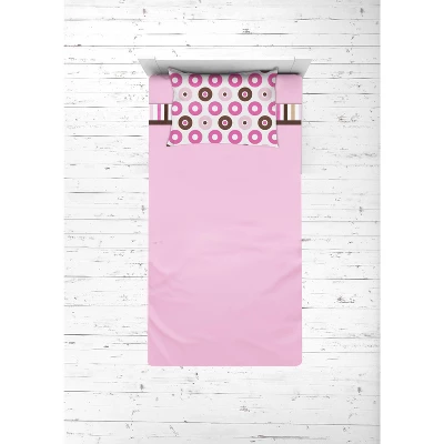 Bacati - Mod Dots Stripes Pink Fuschia Beige Chocolate 4 Pc Toddler Bedding Set 3 Bacati - Mod Dots Stripes Pink Fuschia Beige Chocolate 4 Pc Toddler Bedding Set - Image 3