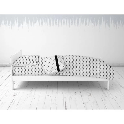 Bacati - Mustache/Plus Muslin 4 Pc Toddler Bedding Set, Black 3 Bacati - Mustache/Plus Muslin 4 Pc Toddler Bedding Set, Black - Image 3