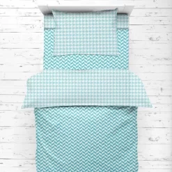 Bacati - Houndstooth/Herringbone Aqua Unisex Muslin 4 Pc Toddler Bedding Set 12 Bacati - Houndstooth/Herringbone Aqua Unisex Muslin 4 Pc Toddler Bedding Set -Nursery Nest Deals Store GUEST d4a29f42 131c 4c49 9cab 64b597a42632