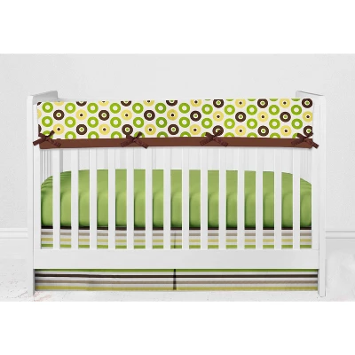 Bacati - Mod Dots Stripes Green Yellow Beige Brown 6 Pc Crib Bedding Set With Long Rail Guard Cover 6 Bacati - Mod Dots Stripes Green Yellow Beige Brown 6 Pc Crib Bedding Set With Long Rail Guard Cover - Image 6