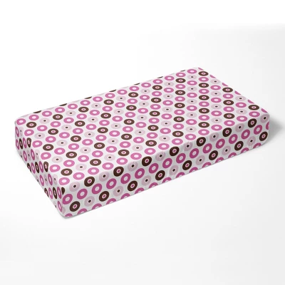 Bacati - Mod Dots Pink Fuschia Beige Chocolate 100 Percent Cotton Universal Baby US Standard Crib Or Toddler Bed Fitted Sheet 2 Bacati - Mod Dots Pink Fuschia Beige Chocolate 100 Percent Cotton Universal Baby US Standard Crib Or Toddler Bed Fitted Sheet - Image 2