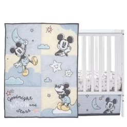 Lambs & Ivy Disney Baby Moonlight Mickey Mouse 3-Piece Nursery Crib Bedding Set