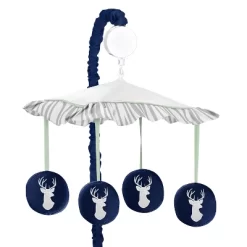 Sweet Jojo Designs Musical Crib Mobile - Navy & Mint Woodsy