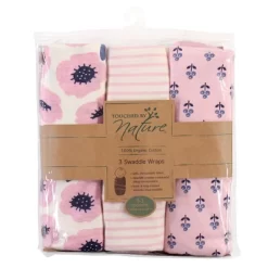 Touched By Nature Infant Girl Organic Cotton Swaddle Wraps, Blossoms, 0-3 Months