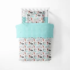 Bacati - Jungle Safari Animals Aqua/Orange/Gray 5 Pc Cotton Toddler Bedding Set -Nursery Nest Deals Store GUEST e28562ce e123 440c b390 5e7d631133fa