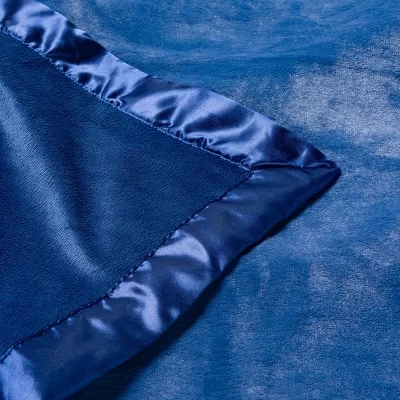 Solid Satin Edge Plush Blanket - Cloud Island™ Navy 1 Solid Satin Edge Plush Blanket - Cloud Island™ Navy