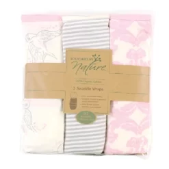 Touched By Nature Infant Girl Organic Cotton Swaddle Wraps, Bird, 0-3 Months