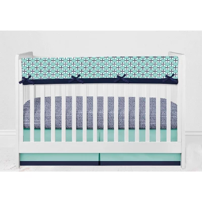 Bacati - Noah Mint Navy 6 Pc Crib Bedding Set With Long Rail Guard Cover 5 Bacati - Noah Mint Navy 6 Pc Crib Bedding Set With Long Rail Guard Cover - Image 5