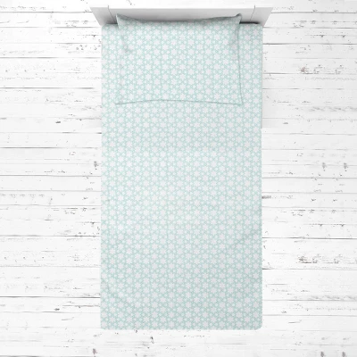 Bacati - Floret Aqua Muslin 3 Pc Toddler Bed Sheet Set 100 Pecent Cotton 2 Bacati - Floret Aqua Muslin 3 Pc Toddler Bed Sheet Set 100 Pecent Cotton - Image 2