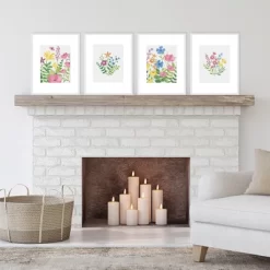 Big Dot Of Happiness Wildflowers - Unframed Floral Nursery And Room Decor Linen Paper Wall Art - Set Of 4 - Artisms - 8 X 10 Inches