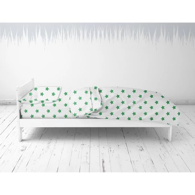 Bacati - Stars Green Muslin 4pc Toddler Bedding Set 5 Bacati - Stars Green Muslin 4pc Toddler Bedding Set - Image 5