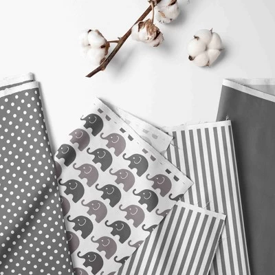 Bacati - Elephants White/Gray 10 Pc Crib Bedding Set With Long Rail Guard Cover 1 Bacati - Elephants White/Gray 10 Pc Crib Bedding Set With Long Rail Guard Cover