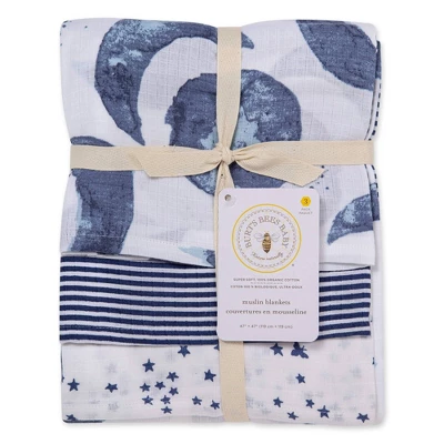 Burt's Bees Baby Burt's Bees Baby® Woven Organic Cotton Muslin Blankets - Hello Moon - 3pk 1 Burt's Bees Baby Burt's Bees Baby® Woven Organic Cotton Muslin Blankets - Hello Moon - 3pk