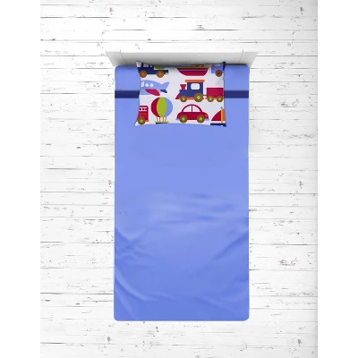 Bacati - Transportation Blue Navy Green Red Orange 4 Pc Toddler Bedding Set 4 Bacati - Transportation Blue Navy Green Red Orange 4 Pc Toddler Bedding Set - Image 4