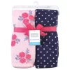 Hudson Baby Infant Girl Silky Plush Blanket, Pink Navy Roses, 30x36 Inches