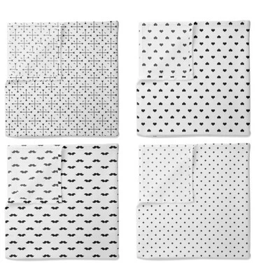 Bacati - LOVE Muslin Swaddling Blankets Set Of 4, Black/White 1 Bacati - LOVE Muslin Swaddling Blankets Set Of 4, Black/White