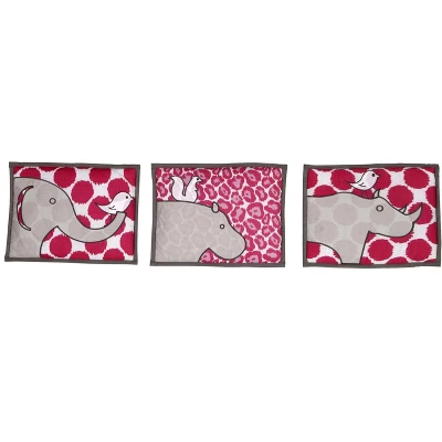Bacati - Ikat Dots Leopard Pink Grey Muslin Girls 10 Pc Crib Set With Wall Hangings & Mobile 1 Bacati - Ikat Dots Leopard Pink Grey Muslin Girls 10 Pc Crib Set With Wall Hangings & Mobile