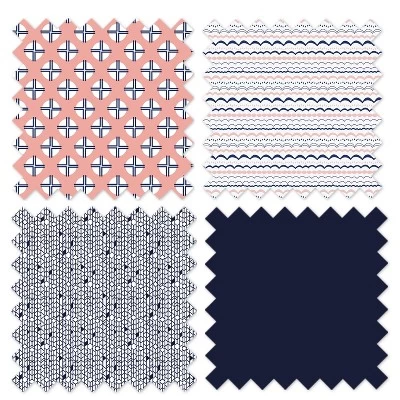 Bacati - Olivia Coral Navy 3 Pc Toddler Bedding Sheet Set 6 Bacati - Olivia Coral Navy 3 Pc Toddler Bedding Sheet Set - Image 6